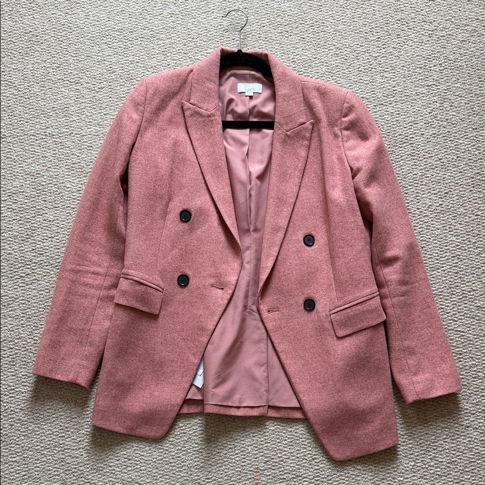 LOFT Women's Pink Double-Breasted Blazer Sz 4